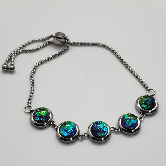 Flash Dark Green Opal Bolo Bracelet - WHIMSICALIA