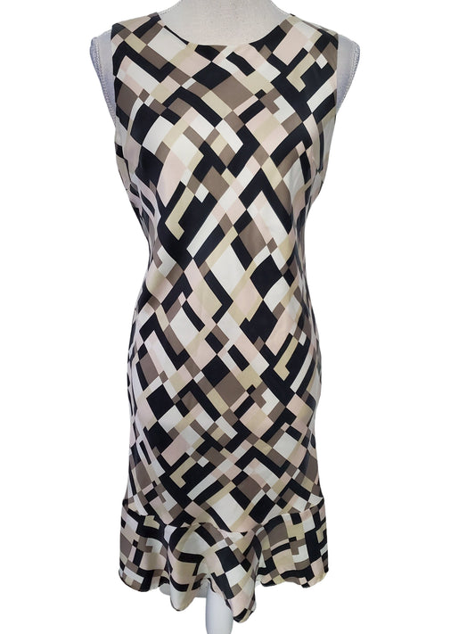 100% Silk Abstract Pattern Sheath Dress Size 4