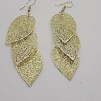 Gleaming Gold or Silver Drop Leaf Earrings
