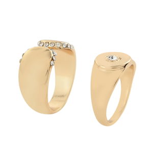 Crystal and Gold Stackable Rings (Size 6)