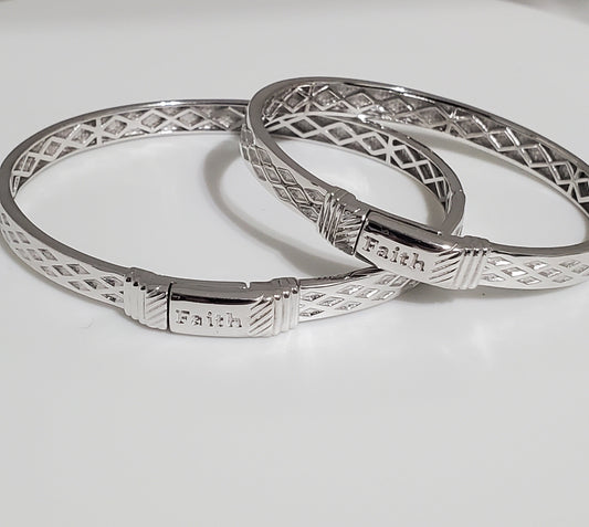 His and Her's Sterling Silver Faith Bracelets - WHIMSICALIA