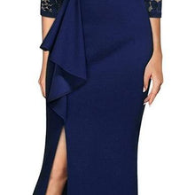 Load image into Gallery viewer, Products Miusol Formal V Neck Ruffle Split Evening Cocktail Long Dress
