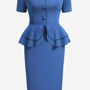 NWT Aisize Women's 1940s Vintage Square Peplum Bodycon Cocktail Dress Size Small