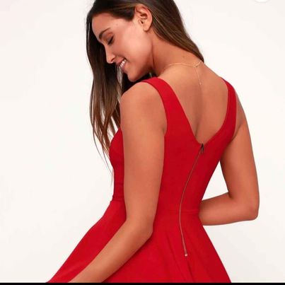 Lulu's Sleeveless Red Skater Square Neck Dress Size Medium