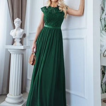 Load image into Gallery viewer, Vintage Green Lace Bodice Long Cocktail Dress Size Small
