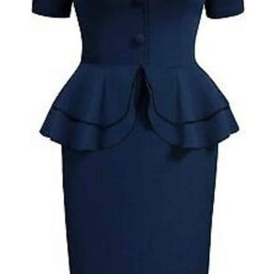 Aisize Women's 1940s Vintage Square Peplum Bodycon Cocktail Dress Size Medium
