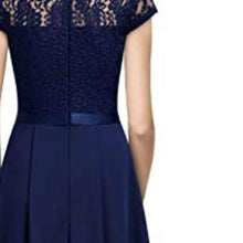 Load image into Gallery viewer, NWT Floral Lace-capped Sleeve Pleated Skirt Evening Homecoming Dress Size Medium
