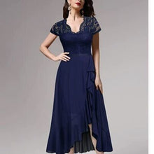 Load image into Gallery viewer, Miusol Women&#39;s Formal Blue Floral Lace Chiffon Evening Maxi Dress Size Medium, Large
