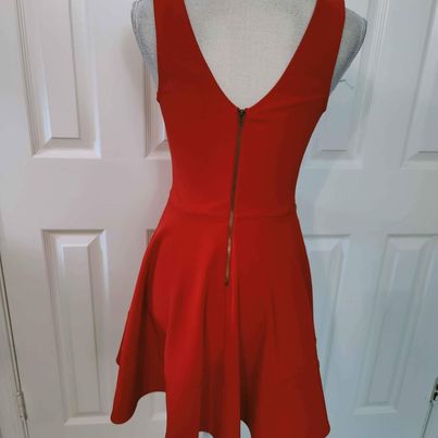 Lulu's Sleeveless Red Skater Square Neck Dress Size Medium