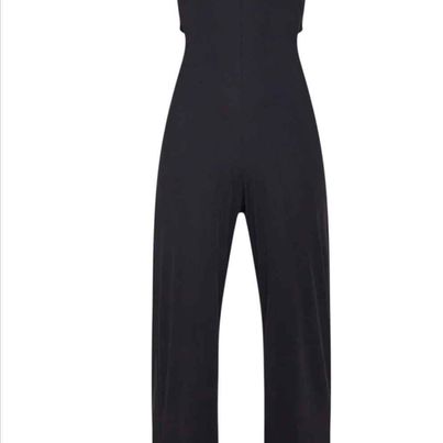 Women's Deep Plunge Criss Cross Back Wide Leg Jumpsuit Size Small