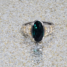 Load image into Gallery viewer, KARIS Emerald Crystal Solitaire Ring in ION Plated 18K YG Size 7 - WHIMSICALIA
