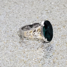 Load image into Gallery viewer, KARIS Emerald Crystal Solitaire Ring in ION Plated 18K YG Size 7 - WHIMSICALIA
