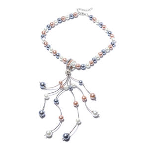 Multi Colored Crystal and Pearl Necklace 