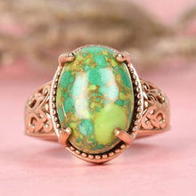 Load image into Gallery viewer, Mojave Green Turquoise Bronze Ring Size 8 - WHIMSICALIA
