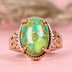 Mojave Green Turquoise Bronze Ring Size 8 - WHIMSICALIA