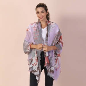 Purple Flower Print Scarf - WHIMSICALIA