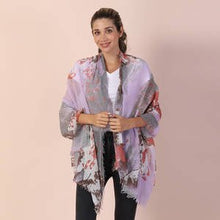 Load image into Gallery viewer, Purple Flower Print Scarf - WHIMSICALIA
