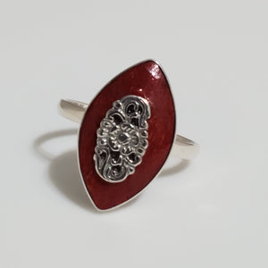 Red Sponge Coral Ring in Sterling Silver Size 9 - WHIMSICALIA