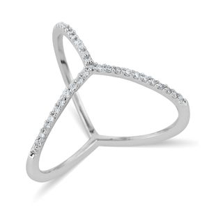 Tri Bent Silver and Diamond Ring (Size 7)