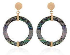 Abalone Shell Marine Hoop Earrings