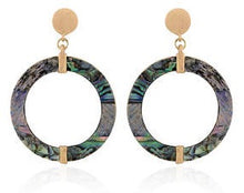 Load image into Gallery viewer, Abalone Shell Marine Hoop Earrings

