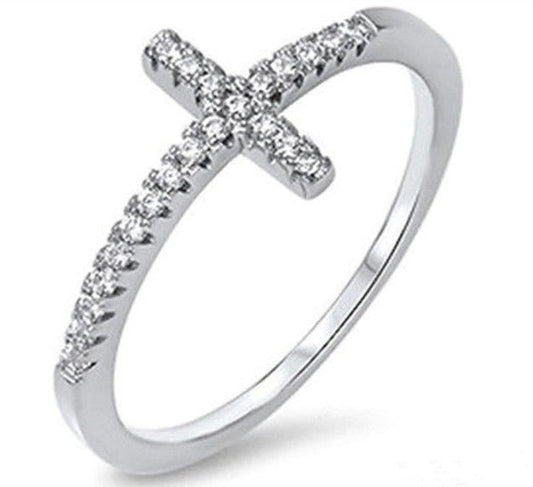 Sterling Silver Christian Cross Ring Unisex - WHIMSICALIA