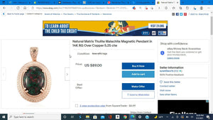 Pendant, Matrix Thulite Malachite Halo Sells for $89 on Ebay!