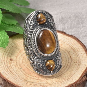 South African Yellow Tiger Eye Ring (size 8)