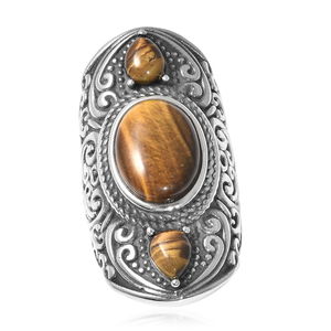 South African Yellow Tiger Eye Ring (size 8)
