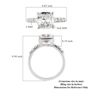 White Sapphire Sterling Silver Solitaire Ring Size 9 - WHIMSICALIA